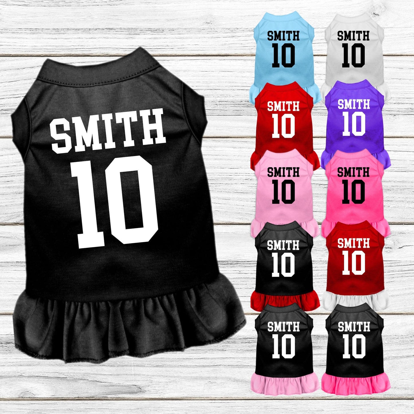 Pet Dog and Cat Team Dress, "Custom Names & Numbers"
