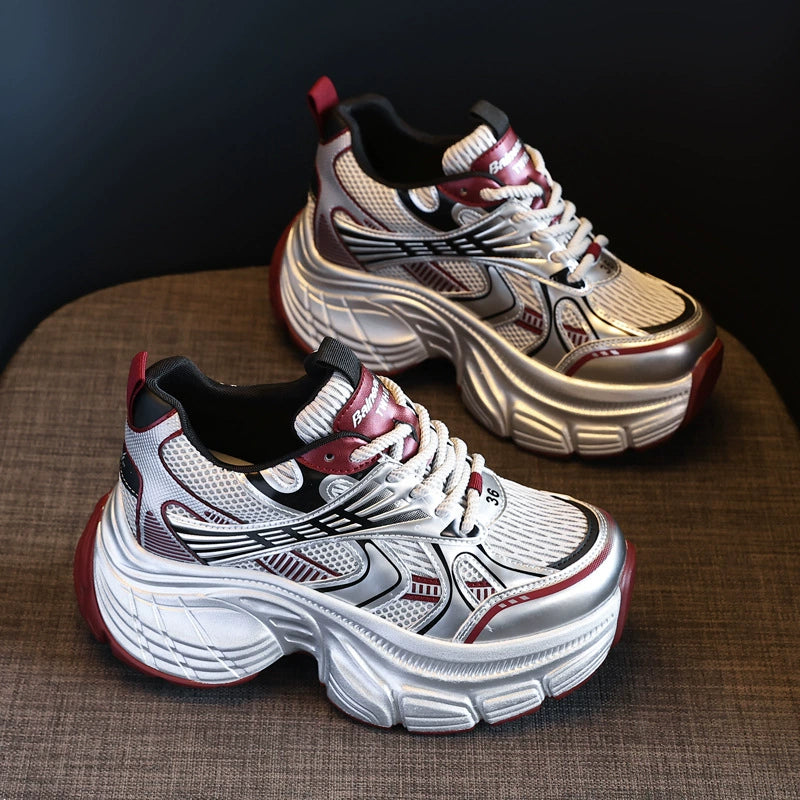 Lace Up Round Toe Platform Sneakers