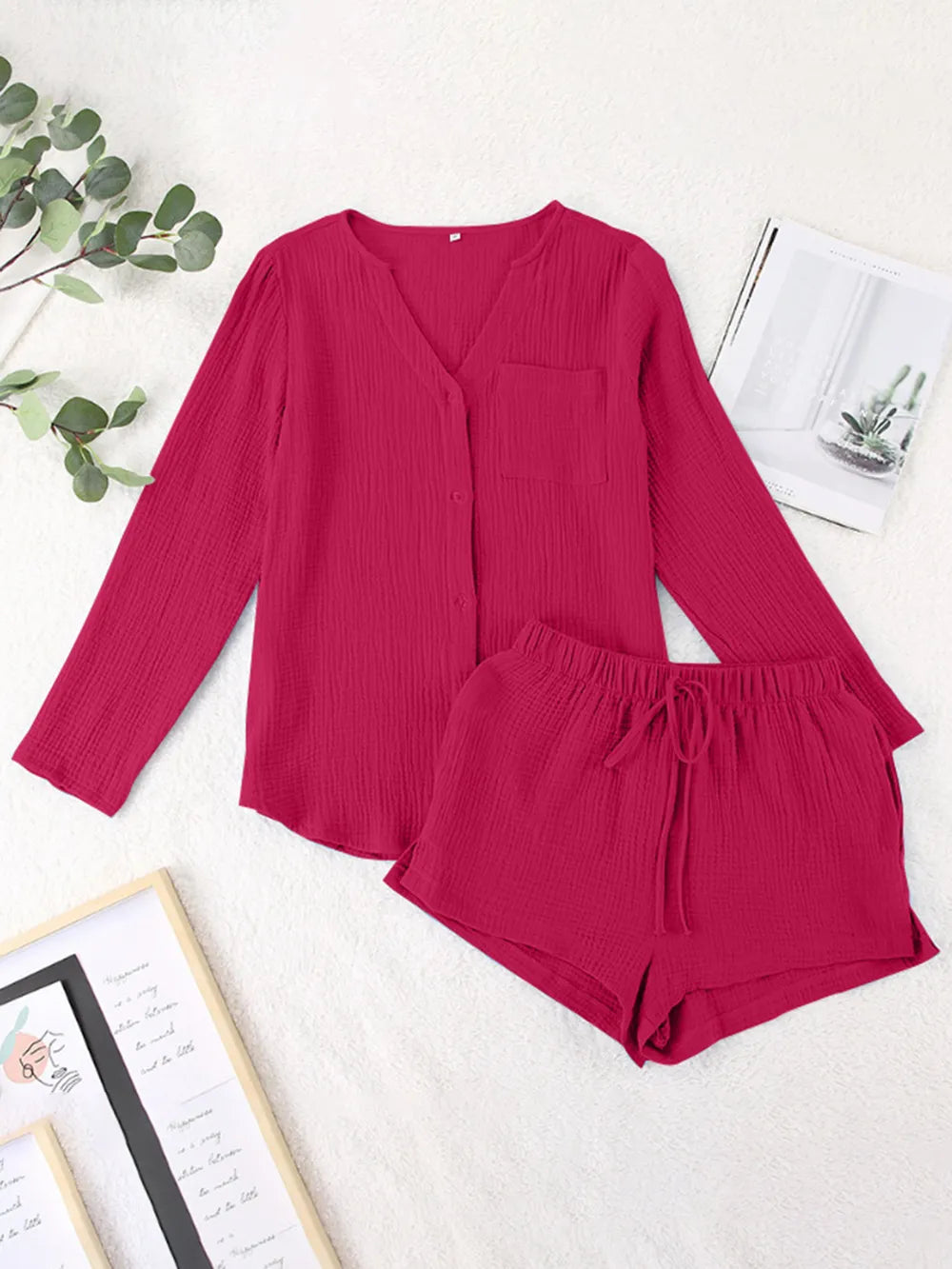 Ladies' summer pajamas made of pure cotton gauze