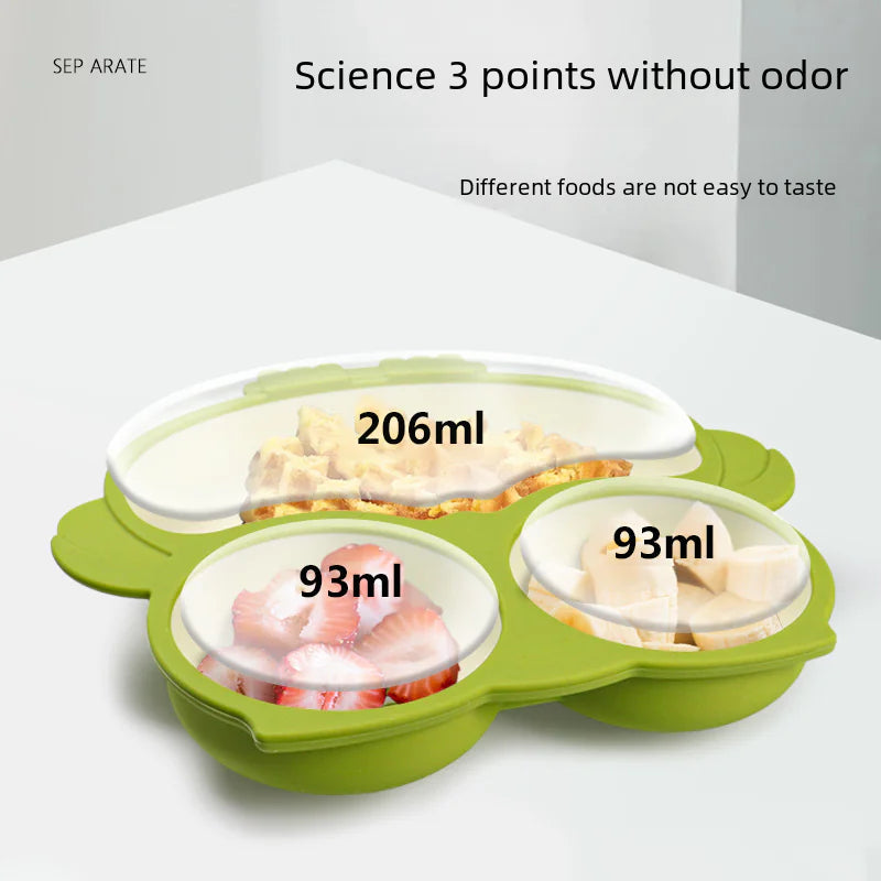 Silicone Utensil Set for Kids - Owl Divided Plates
