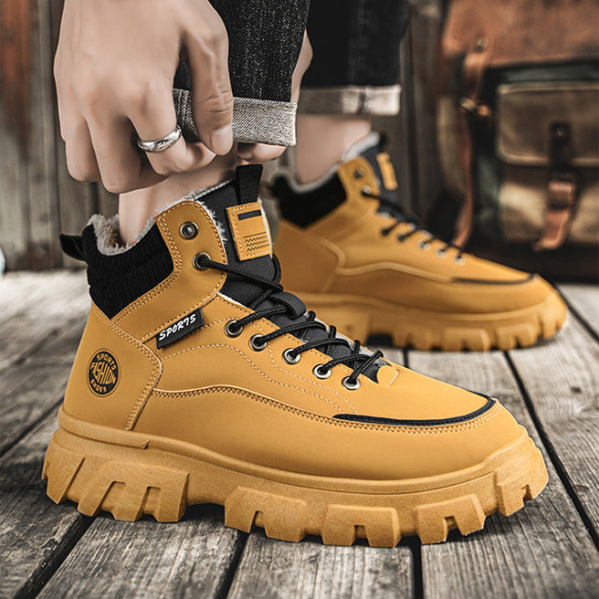 Men's winter suede high top Martin boots men's workwear shoes trendy and versatile thick sole