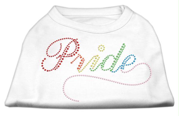 Mirage Pet Products 52-65 XXLWT Rainbow Pride Rhinestone Shirts White
