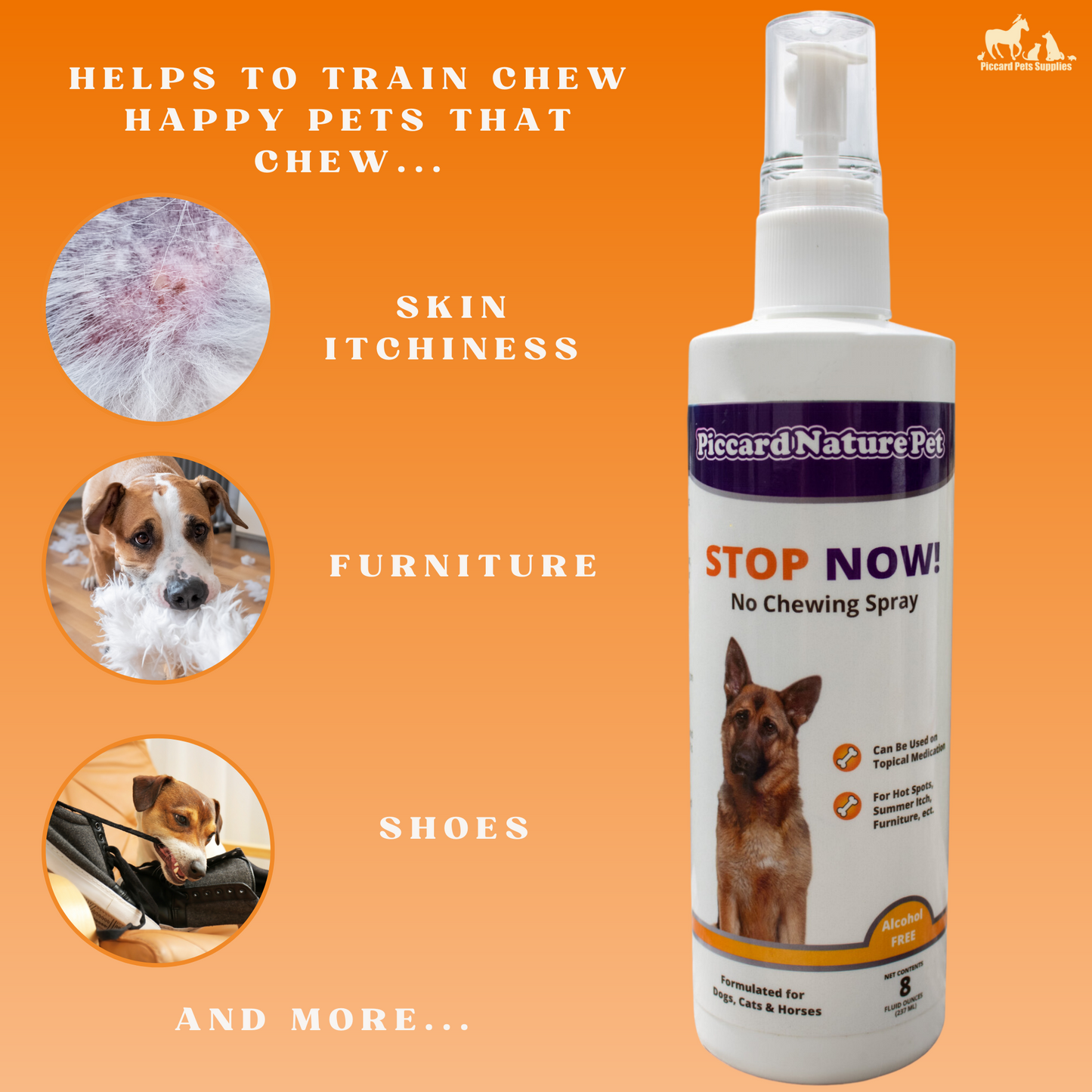 PiccardNaturePets Stop Now! No Chewing Pet Training Spray 8 oz.