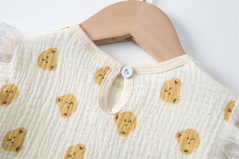 Baby Printed Pattern Lace Belt Design Bibs For Newborn Baby