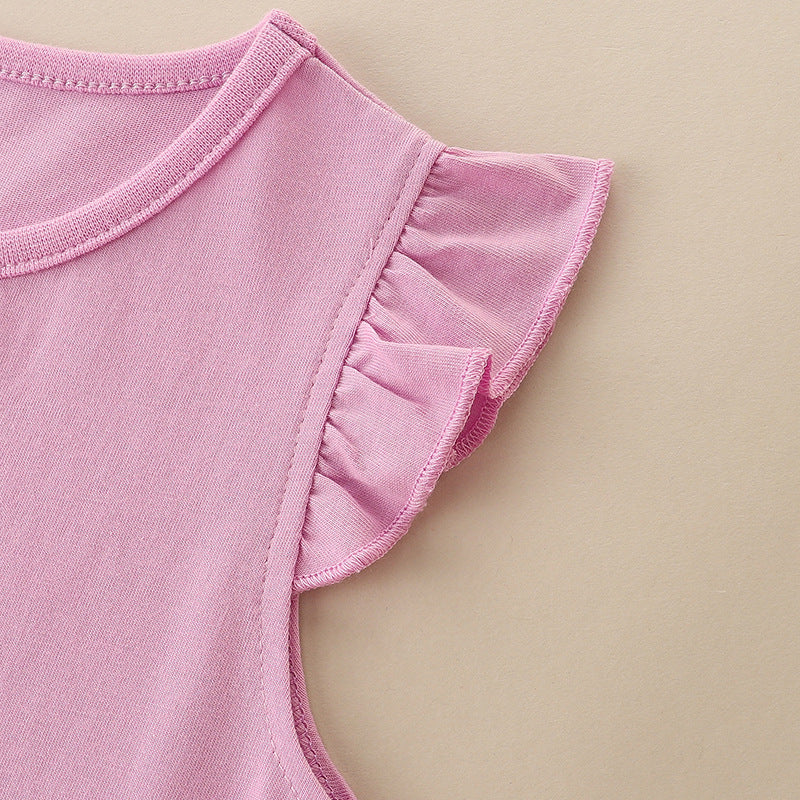 Baby Cartoon Patched Graphic Sleeveless Princess Summer Dress