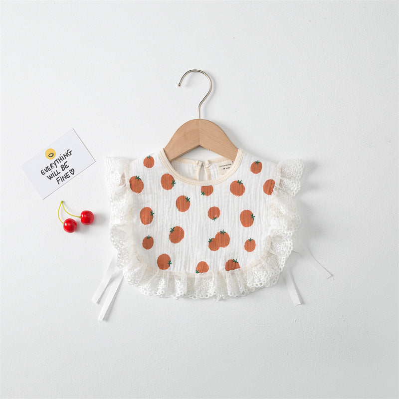 Baby Printed Pattern Lace Belt Design Bibs For Newborn Baby