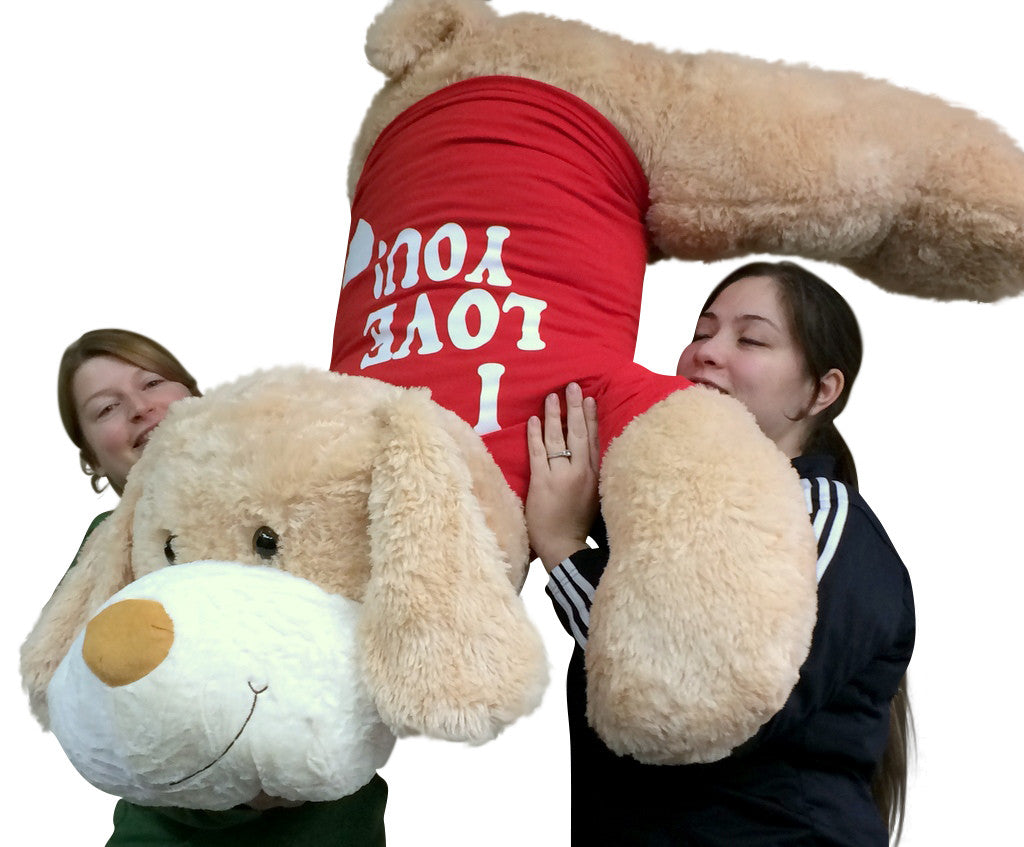 I Love You Giant Stuffed Puppy Dog 5 Foot Soft Wears I LOVE YOU
