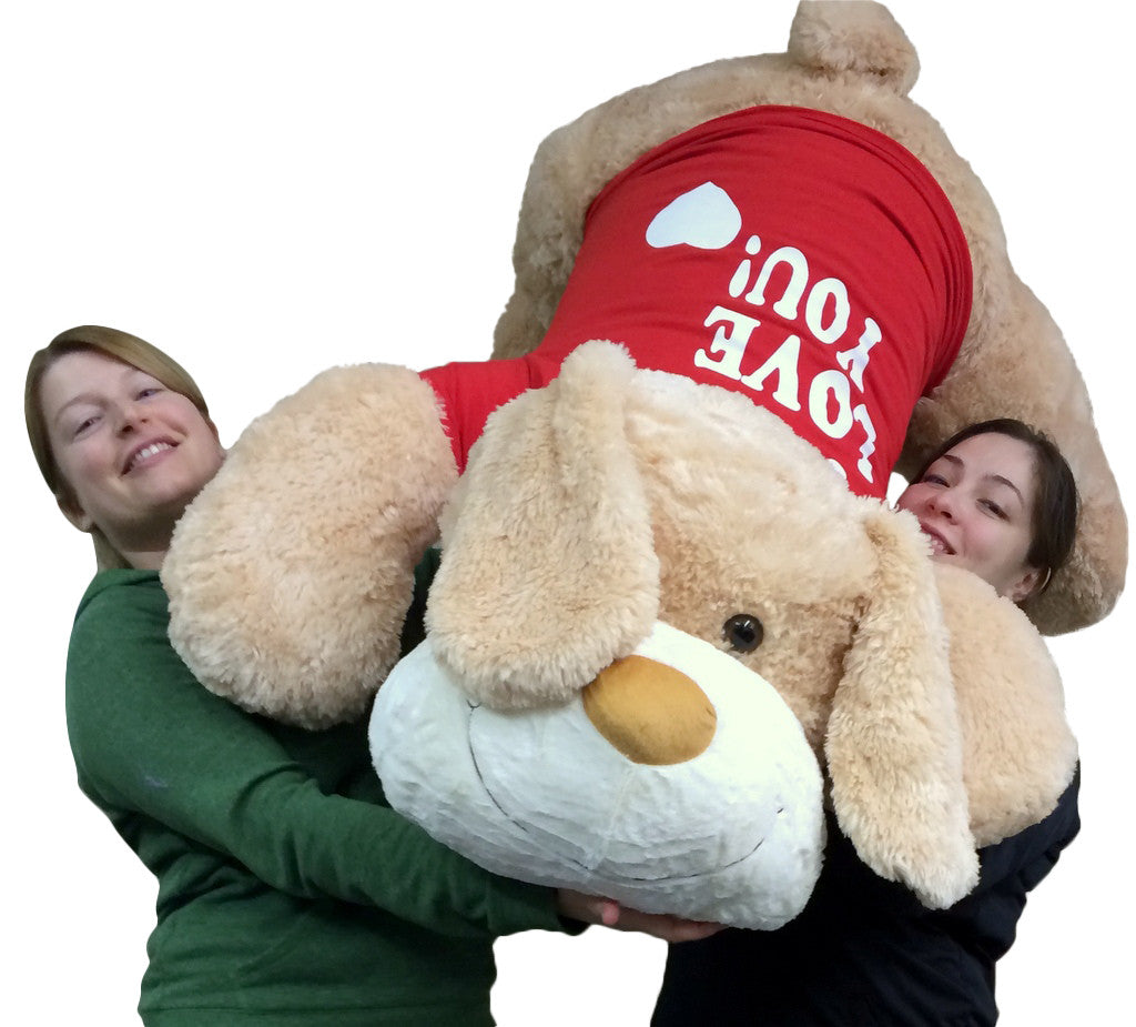 I Love You Giant Stuffed Puppy Dog 5 Foot Soft Wears I LOVE YOU