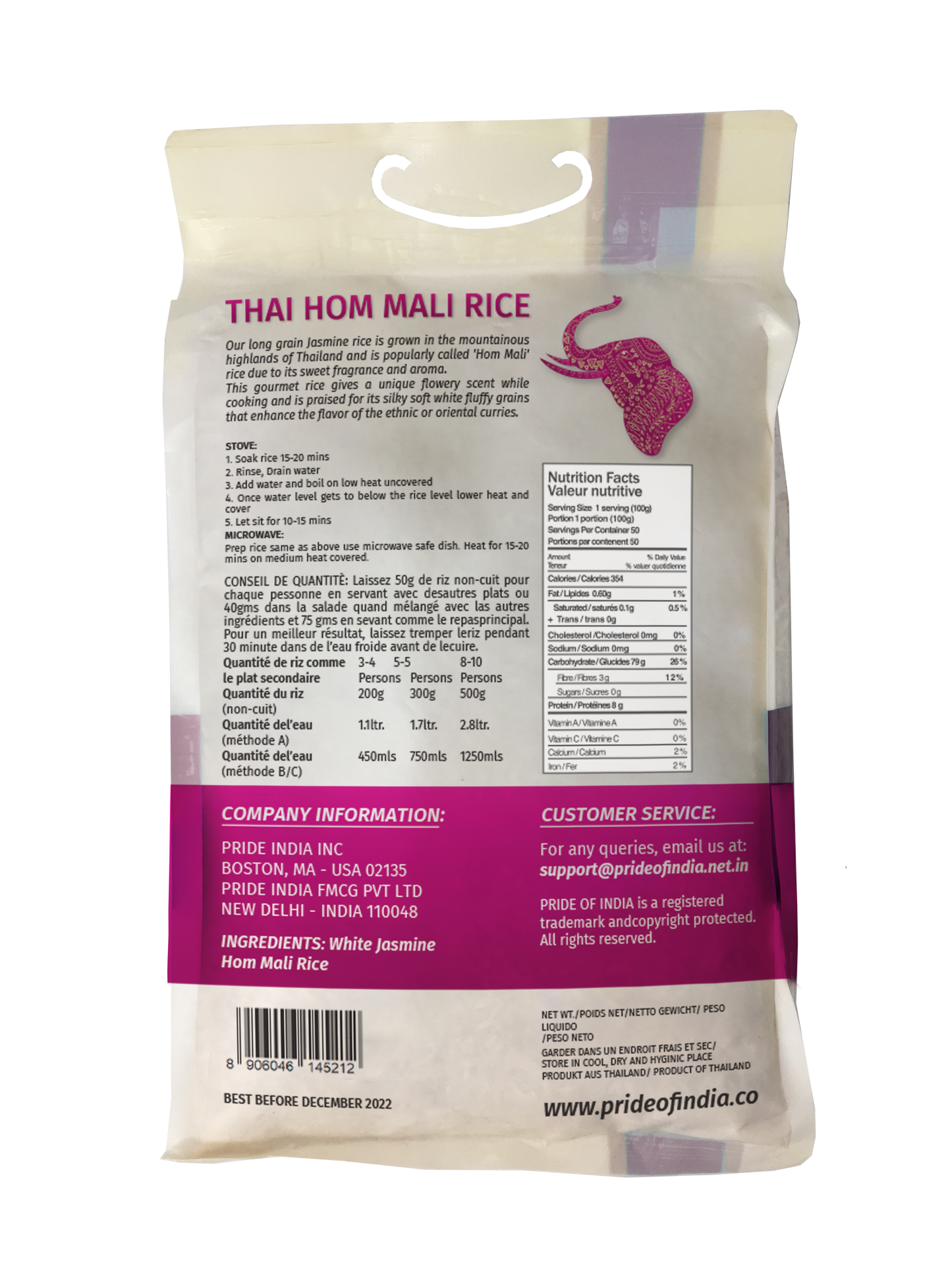 Thai White Jasmine Rice - Hom Mali Fragrant Long Grain Jar