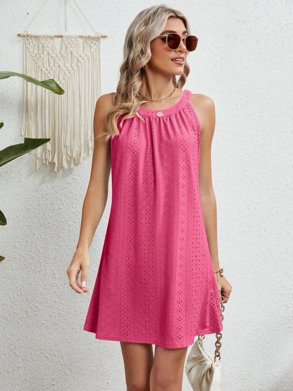 Women's swimsuit hollowed out crochet top sleeveless beach dress