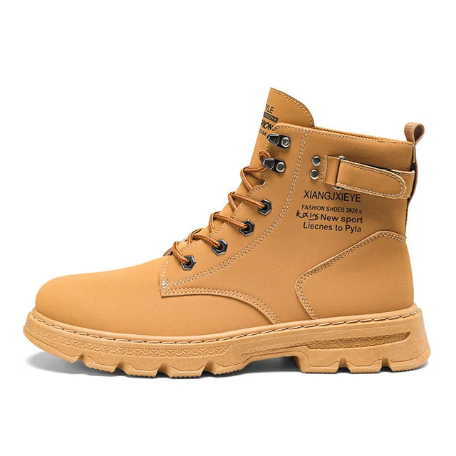 Workwear Martin boots men's spring and autumn new high top British style big yellow boots outdoor high top casual leather boots men